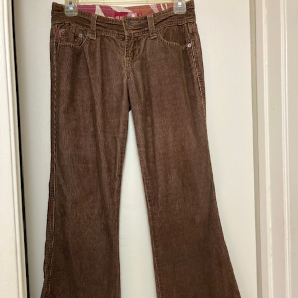 Hollister Stretch Brown Corduroy Bell Bottom Jeans Size 0